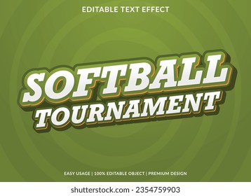 softball tournament text effect template design with 3d style use for business brand and logo