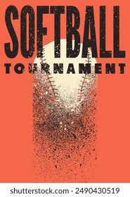 Softball Tournament typographical vintage grunge style poster design. Vector illustration.