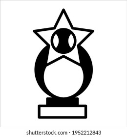 Softball trophy black filled line vector icon isolated