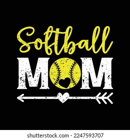 Softball T-Shirt design, Vector graphics, typographic posters, or banners.