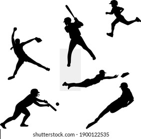 Softball vector. There are various movements and techniques in vectorized softball.