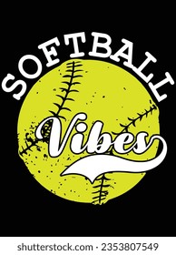 Softball vibes vector art design, eps file. design file for the t-shirt. SVG, EPS cuttable design file