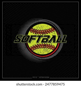 Softball, Vintage Softball, Distressed Softball, Sports Ball, Sports Emblem, Ball, Fastpitch, Slowpitch, Sport