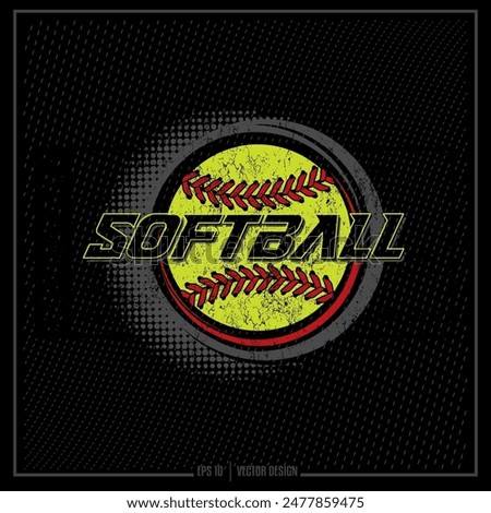 Softball, Vintage Softball, Distressed Softball, Sports Ball, Sports Emblem, Ball, Fastpitch, Slowpitch, Sport