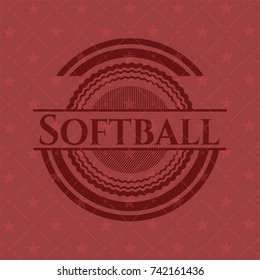 Softball vintage red emblem