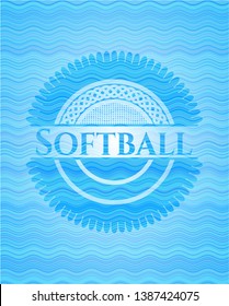 Softball water wave representation emblem background. Vector Illustration. Detailed.