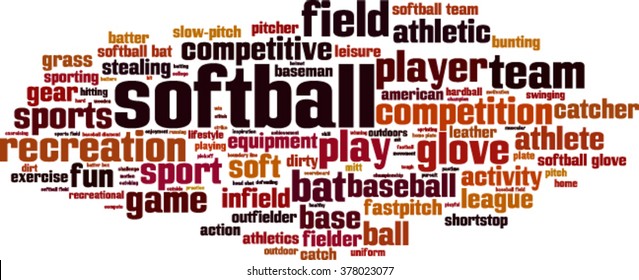 Softball word cloud concept. Vector illustration