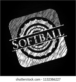 Softball written on a chalkboard
