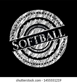 Softball written on a chalkboard. Vector Illustration. Detailed.