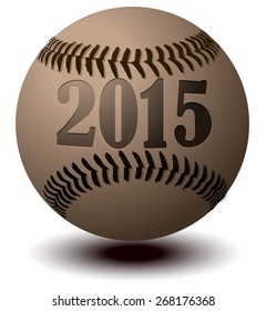 Softball with the Year 2015 Imprint, Vector Illustration isolated on White Background. 