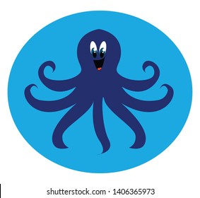 It is a soft-bodied sea creature with eight long arms called tentacles., vector, color drawing or illustration. 