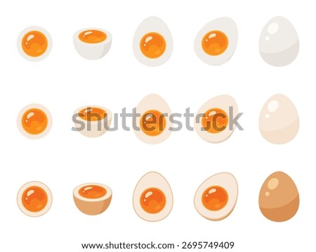 Soft-boiled egg illustration material set