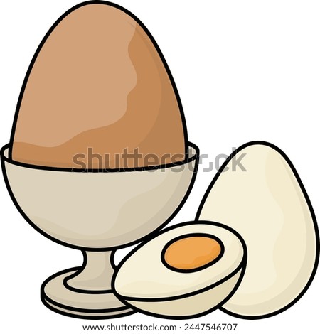Soft-boiled eggs Concept, Hard-Boiled Egg vector icon design, European breakfast symbol, Americans Morning Meal Sign, Restaurant cafe menu stock illustration