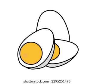 Soft-boiled, raw, whole, yolk, Benedict and fried organic eggs. Vector isolated illustrations