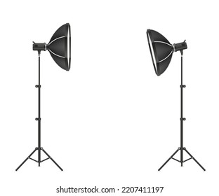 softbox with flash on tripod for a photo studio vector illustration isolated on white background