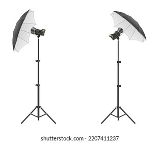 softbox with flash on tripod for a photo studio vector illustration isolated on white background