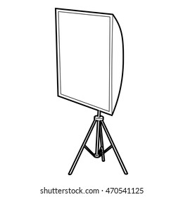 Softbox icon in outline style isolated on white background. Photography symbol