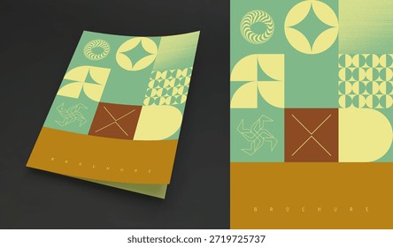 Layout do livro de capa suave. Modelo de design de capa. Padrão geométrico. Mosaico. Ilustração vetorial para brochura, cartaz, capa, cartão, apresentação, folheto, banner, diário, notebook ou bloco de notas.