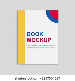 Softcover book mockup template design on gray background. Vector illustration. EPS 10.