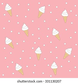 Soft-cream cone ice cream seamless background vector design illustration.