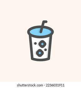  softdrink icon, isolated fast food colored outline icon in light blue background, perfect for website, blog, logo, graphic design, social media, UI, mobile app