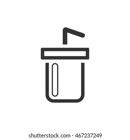 Softdrink icon in single grey color. Junk fast food high sugar