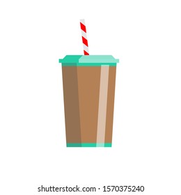 Softdrink Plastic Cup . Vector flat design illustration.