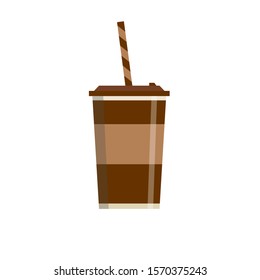 Softdrink Plastic Cup . Vector flat design illustration.