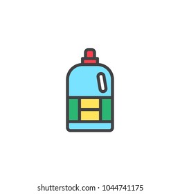 Softener bottle filled outline icon, line vector sign, linear colorful pictogram isolated on white. Detergent container symbol, logo illustration. Pixel perfect vector graphics