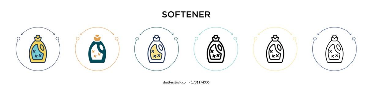 Softener icon in filled, thin line, outline and stroke style. Vector illustration of two colored and black softener vector icons designs can be used for mobile, ui, web