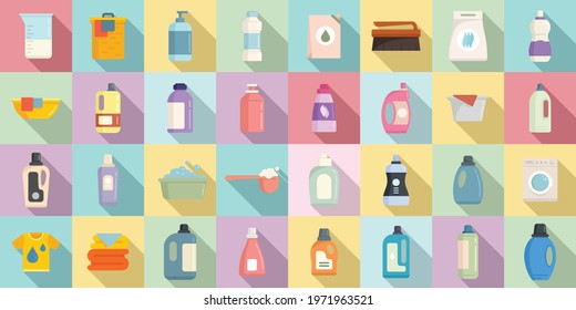 Softener icons set. Flat set of softener vector icons for web design