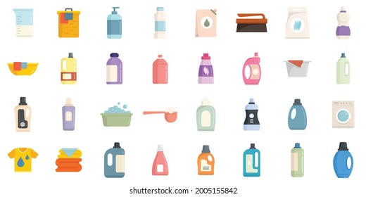 Softener icons set. Flat set of softener vector icons isolated on white background