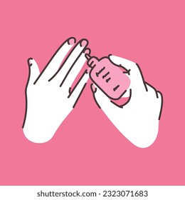 Softening and removal of the cuticle color line illustration. Nail service. Beauty industry. 