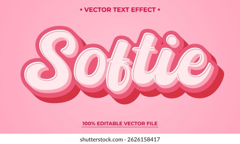 Softie bold 3d editable text effect for Valentine Design