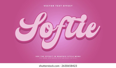 Modelo de efeito de texto editável 3d estilo rosa suave
