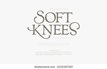 Softknees typography beauty fashion elegant minimalist serif italic fonts decorative wedding vintage retro logos. Minimal luxury font alphabet logo. Vector illustration