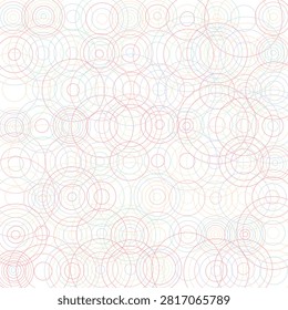 Softly colored concentric and overlapping circles form a delicate geometric pattern. Perfect for elegant and serene contemporary graphic designs.