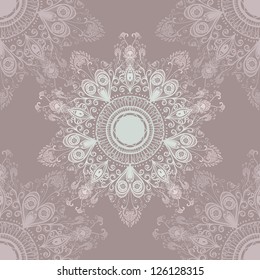 Softly colored seamless hand drawn circular floral ornament. Eps10