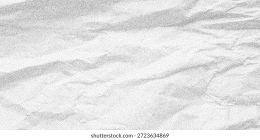 Textura de papel blanco suavemente arrugada con grano claro y dispersión de semitono punteado. Un fondo de hoja apagado formado por suaves pliegues y motas secas.