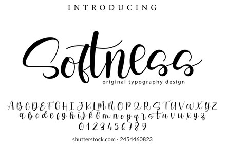 Softness Font Stylish brush painted an uppercase vector letters, alphabet, typeface