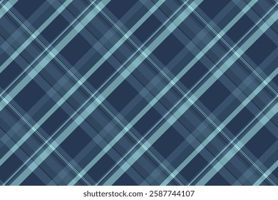 Softness tartan background vector, rag texture check textile. Thanksgiving plaid fabric seamless pattern in cyan and blue color.