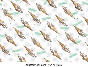 soft-serve ice cream Seamless pattern background vector illustration-chocolate locor