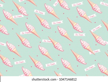 soft-serve ice cream Seamless pattern background vector illustration-Millennial pink