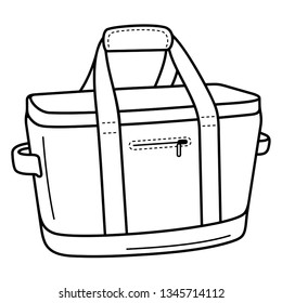 Soft-sided collapsible cooler. Vector outline icon isolated on white background.