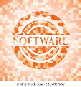  Software abstract orange mosaic emblem