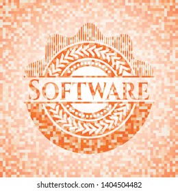 Software abstract orange mosaic emblem