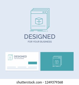 software, App, application, file, program Business Logo Line Icon Symbol for your business. Turquoise Business Cards with Brand logo template