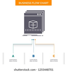 software, App, application, file, program Business Flow Chart Design with 3 Steps. Glyph Icon For Presentation Background Template Place for text.