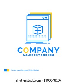software, App, application, file, program Blue Yellow Business Logo template. Creative Design Template Place for Tagline.