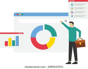 software or application to help users get their own results, online help or help, resource management or electronic auto report concept, businessman using the software.